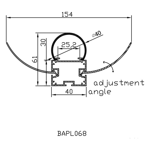 BAPL068 Aluminum Profile - Inner Width 25.2mm(0.99inch) - LED Strip Anodizing Extrusion Channel BAPL068 Aluminum Profile - Inner Width 25.2mm(0.99inch) - LED Strip Anodizing Extrusion Channel